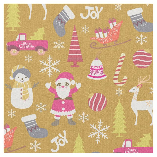 Joy Christmas Gold Stoff (Nahaufnahme)