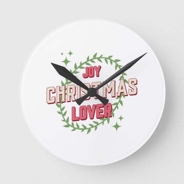 Joy Christmas Lover Runde Wanduhr (Vorderseite)