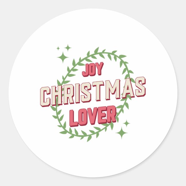 Joy Christmas Lover Runder Aufkleber (Vorderseite)