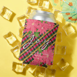 Joy Christmas Poinsettia Plaid Business Logo Gift Dosenkühler