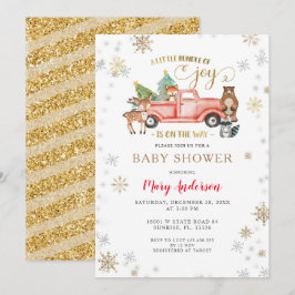Joy Christmas Red Truck Baby Shower ist unterwegs Einladung
