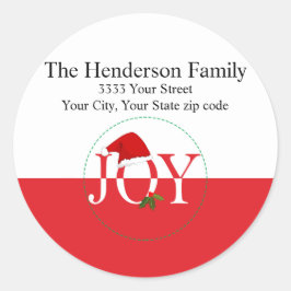 Joy Christmas Rücksendeadressen-Aufklebers Runder Aufkleber