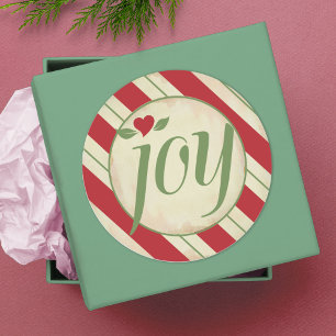 Joy Christmas Sticker - Rote und grüne Streifen