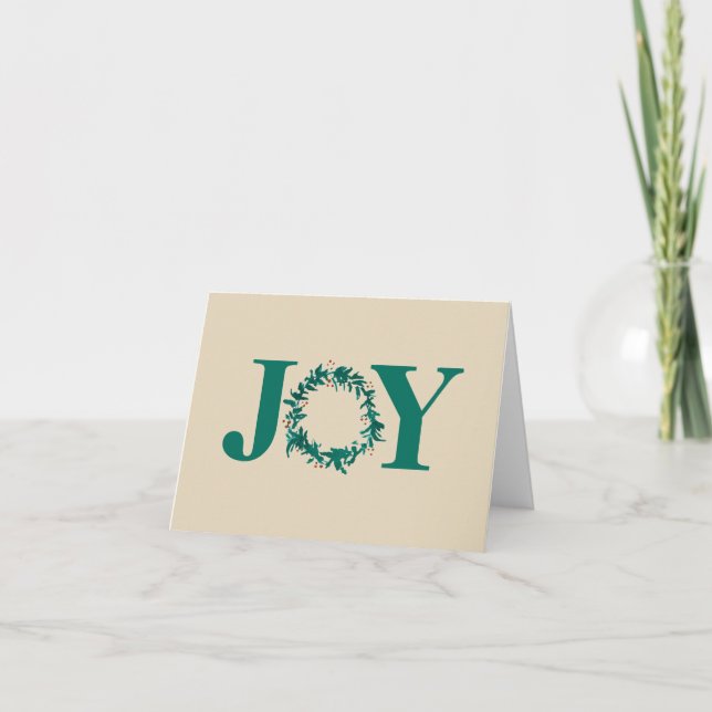 Joy Christmas Wreath mit Berries Dankeskarte (Vorderseite)