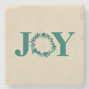 Joy Christmas Wreath mit Berries Steinuntersetzer