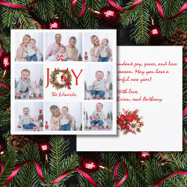 JOY | COLLAGE ACHT FOTOS CHRISTMAS CARD DANKESKARTE