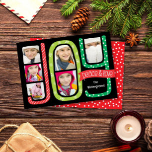 JOY Collage Weihnachts-Fotokarte Whimsical Feiertagskarte