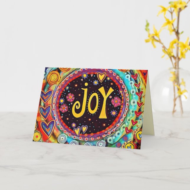 Joy Colorful Fun Whimsical Inspirivity Card Karte (Gelbe Blume)