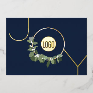 JOY Corporate-Logo auf echtem Navy Blau Folien Feiertagskarte