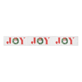 Joy Cozy Red Green Wreath Christmas Grosgrain Ribb Ripsband