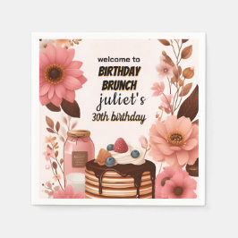 joy Donut pancake erwachsene rosa Brunch 30. Gebur Serviette