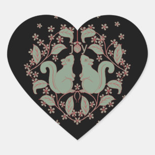 Joy Eichhörnchen mit Blume Animal Art Heart Sticke Herz-Aufkleber