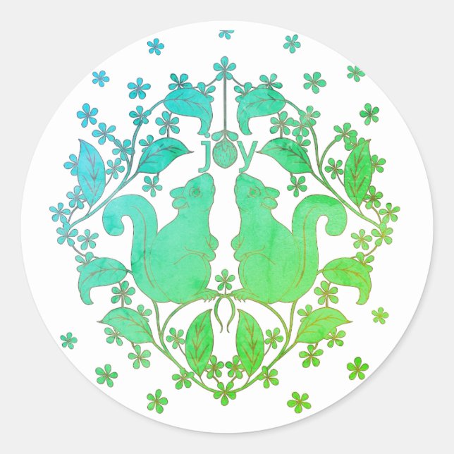 Joy Eichhörnchen mit Blume Animal Art Sticker (Vorderseite)