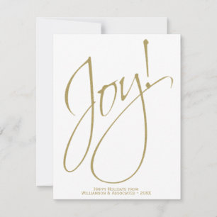 Joy! Einfaches elegantes Gold & White Small Busine Feiertagskarte