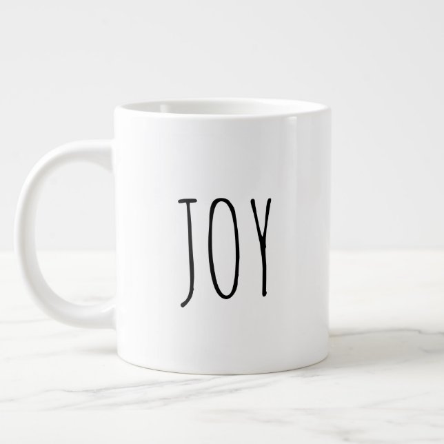 "Joy" Einfaches modernes Bauernhaus Jumbo-Tasse (Links)