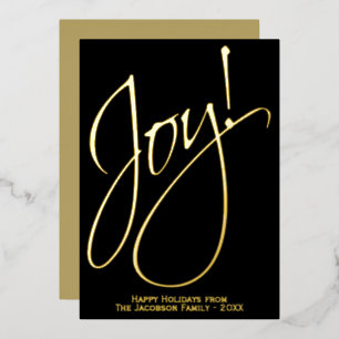 Joy Elegant Gold Script Black Minimalistisch Chris Folien Feiertagskarte