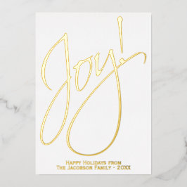 Joy Elegant Gold Script White Minimalistisch Chris Folien Feiertagskarte