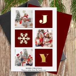 JOY Elegant Gold Snowflakes Modernes Script Foto Folien Feiertagskarte