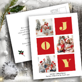 JOY Elegant Gold Snowflakes Modernes Script Foto Postkarte