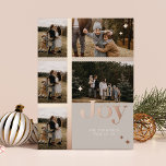 Joy Elegant Kariert 5 Family Foto Kariert Collage Folien Feiertagskarte<br><div class="desc">Verteilen Sie die Freude in dieser Urlaubssaison mit unserer eleganten Folie und der karierten 5 Foto Collage Urlaubskarte. Das Design zeichnet sich durch "Joy" in fett eleganten Folienbriefen aus. Das Foto wird mit dem überlagerten Buchstaben in das karierte Musterdesign eingefügt. Personalisieren Sie mit der Unterschrift der Familie und Jahr. Design...</div>