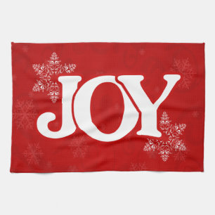JOY Elegantes rotes Schneeflockenmuster Weihnachte Küchentuch