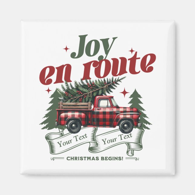 Joy En Route Christmas Begins Truck X Mas Tree  Magnet (Vorne)