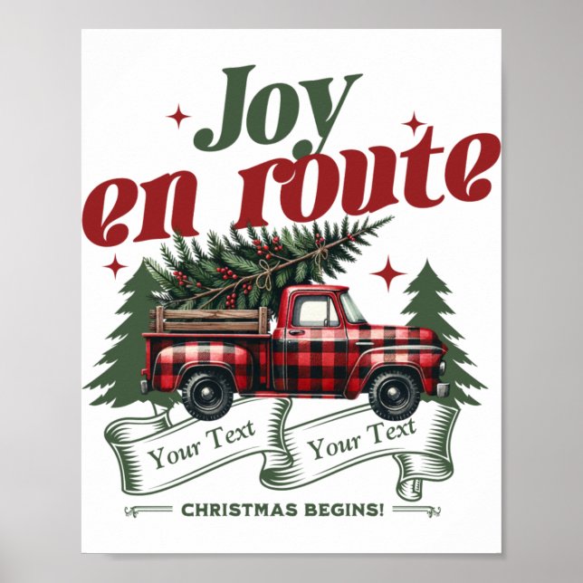 Joy En Route Christmas Begins Truck X Mas Tree  Poster (Vorne)