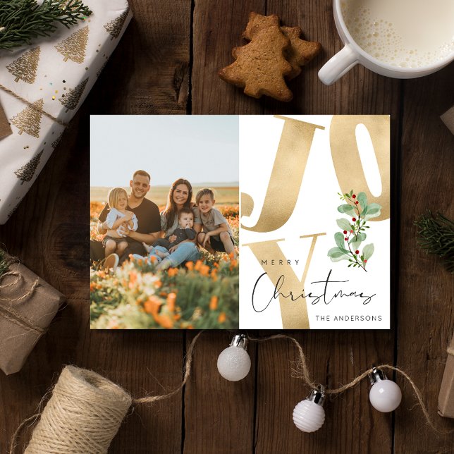 Joy Family Foto Frohe Weihnachten (Joy Family Photo Merry Christmas Holiday Card)