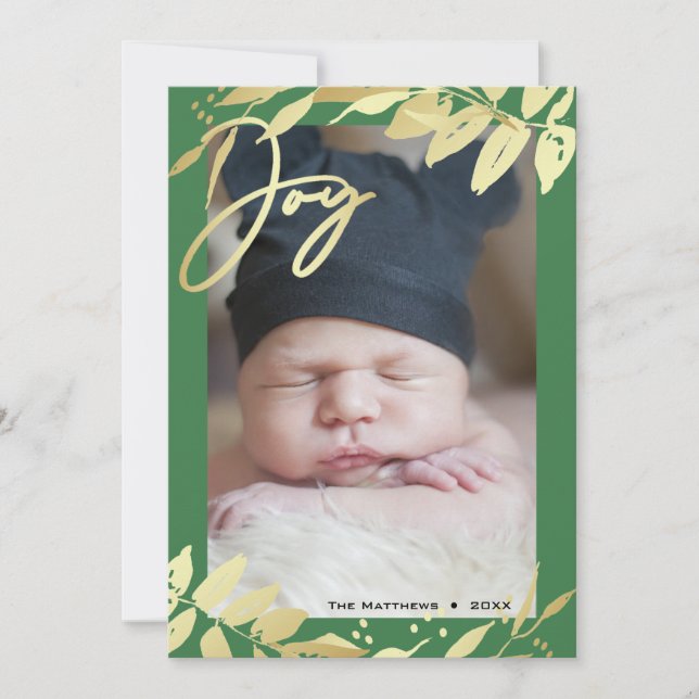 Joy Family Foto Gold Green Botanische Weihnachten (Vorderseite)