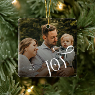 Joy Family Foto Weihnachten Keramikornament