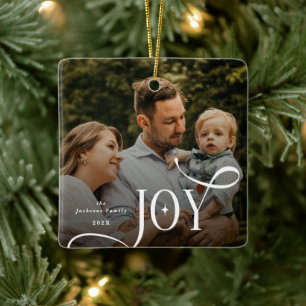 Joy Family Foto Weihnachten Keramikornament