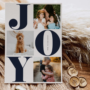 Joy Family Holiday Collage Foto Cards Feiertagskarte
