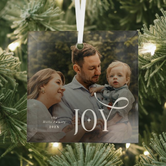 Joy Family Photo Christmas  Ornament Aus Glas (Insitu)