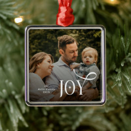 Joy Family Photo Christmas  Ornament Aus Metall