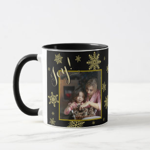Joy! Festivals Snowflakes Foto Rahmen Schwarz & Go Tasse