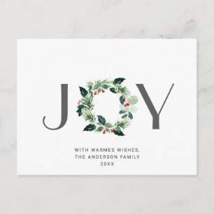 JOY Festive Holly Berry Weihnachtsgrüße Urlaub Postkarte