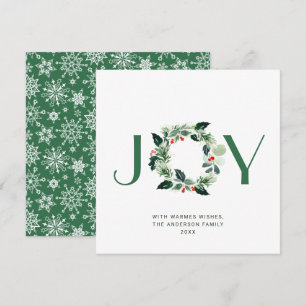JOY Festive Holly Berry Wreath Weihnachtsgrüße Feiertagskarte