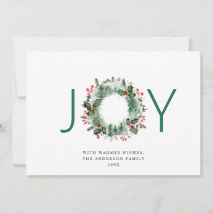 JOY Festive Holly Berry Wreath Weihnachtsgrüße Feiertagskarte