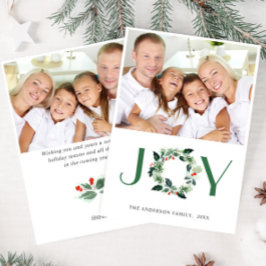 JOY Festive Holly Wreath Weihnachtsfeiertag FOTO G Feiertagskarte