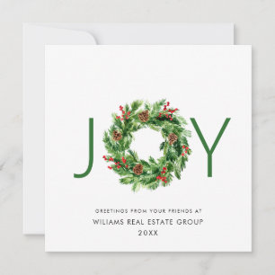 JOY Festlicher Holly-Beeren-Kranz Weihnachtsgruß Feiertagskarte