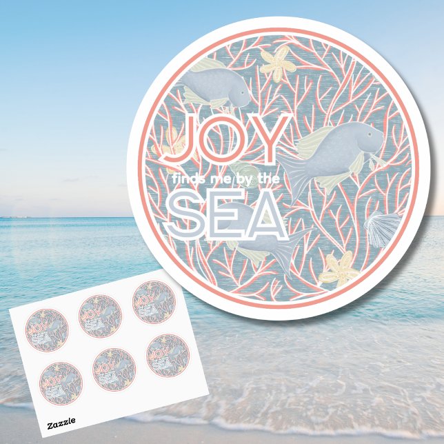 Joy Finds Me By The Sea – Boho Beach  Runder Aufkleber (Modern Coastal Round Stickers for Planners, Journals, and More)