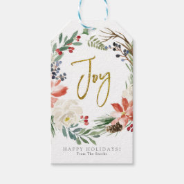 Joy Floral Aquarell Weihnachten Geschenkanhänger