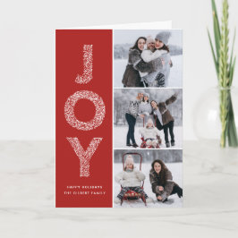 JOY Foliage Typografie Red Christmas Foto Collage Feiertagskarte