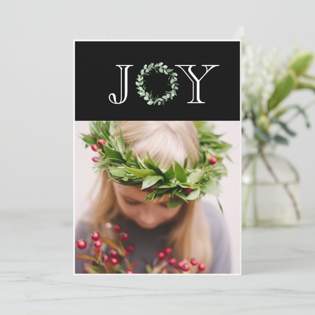 Joy Foto Elegante Weihnachten Personalisiert (Stehend Vorderseite)