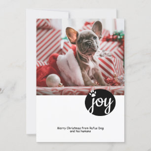 Joy Foto Personalisierter Weihnachtshund Paw Print Feiertagskarte
