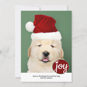 Joy Foto Personalisierter Weihnachtshund Paw Print Feiertagskarte