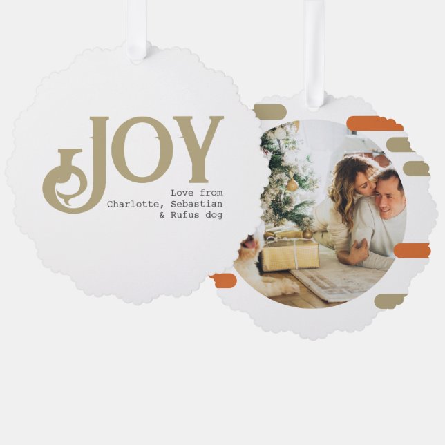 Joy Foto Weihnachten Personalisiert Ornament Karte (Vorderseite/Rückseite)