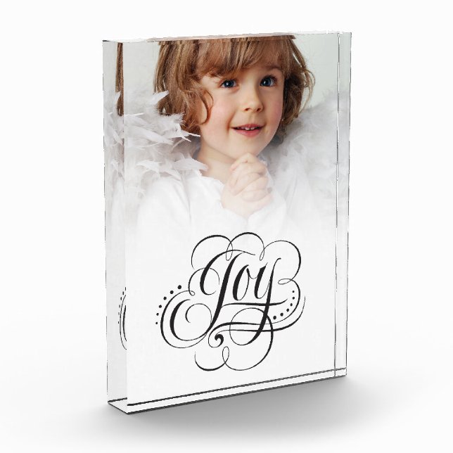 JOY Geblüht Weihnachtskalligrafie Lettern Fotoblock (Links)