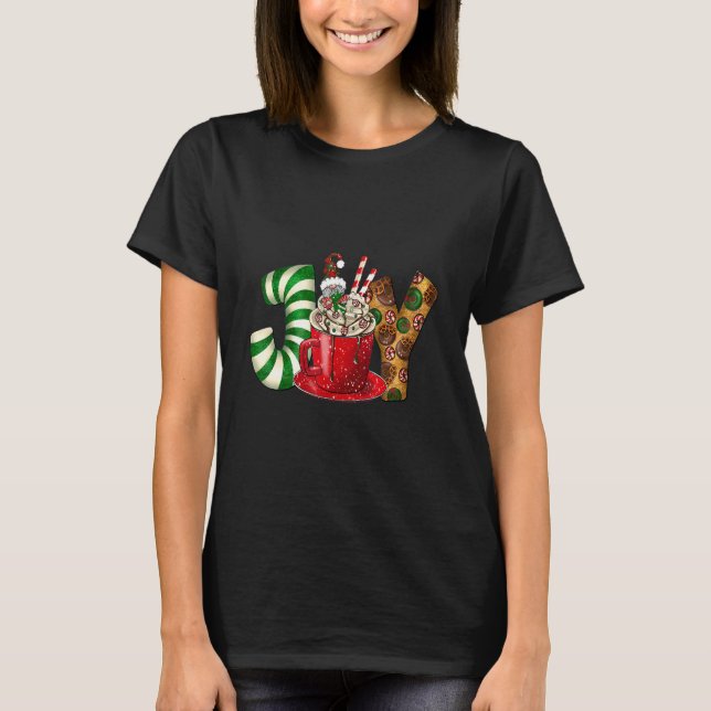 Joy Gnome Coffee Latte Cups Cookies Christmas T-Shirt (Vorderseite)