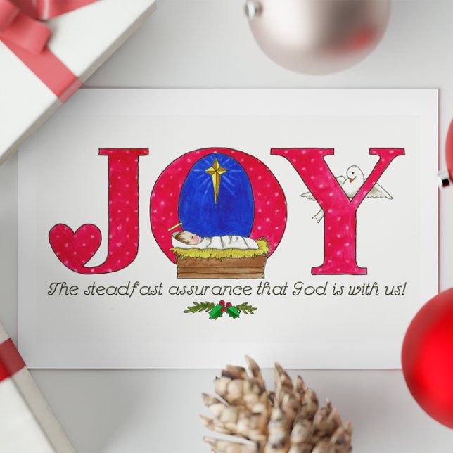 Joy God is with Us Christmas Postcard Postkarte (Von Creator hochgeladen)